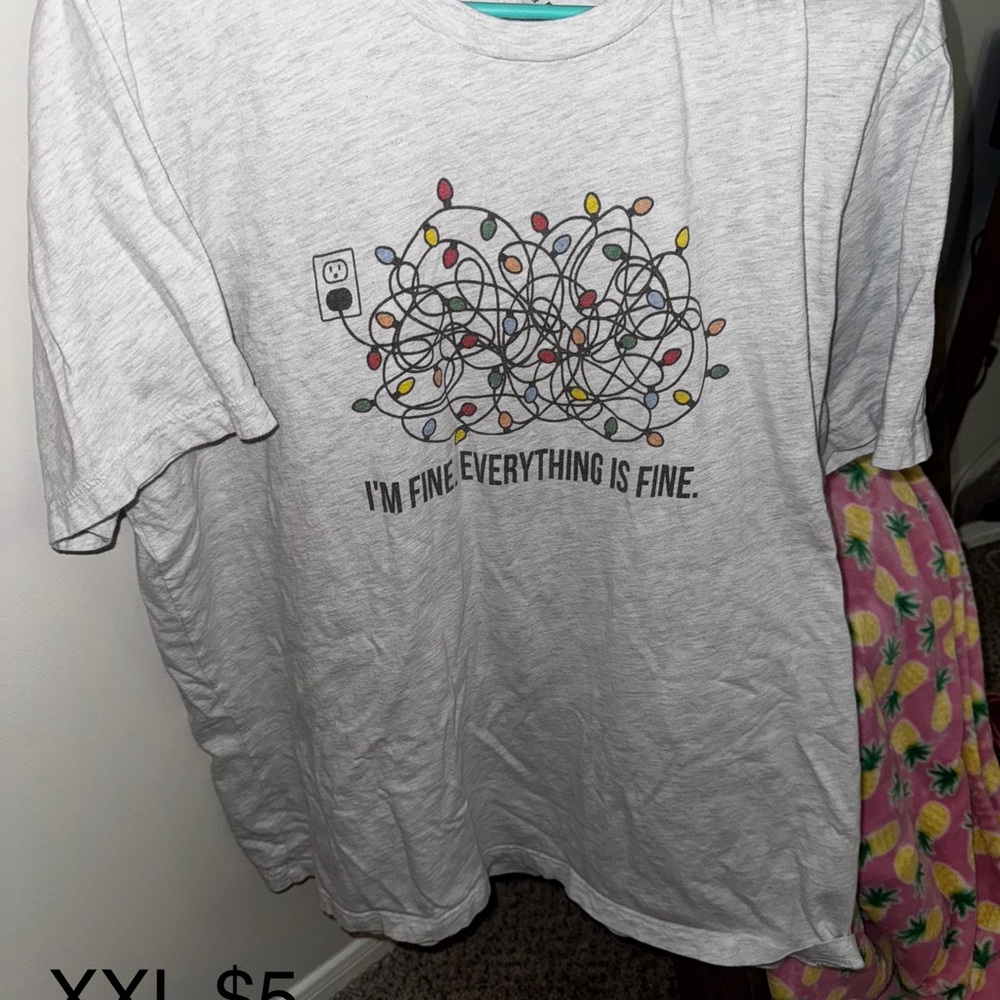 Gray Graphic T-Shirt with Colorful Lights Design